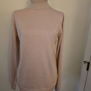 Joseph A Sz. (Med) Cameo Colored Shimmering Long Sleeve Turtleneck